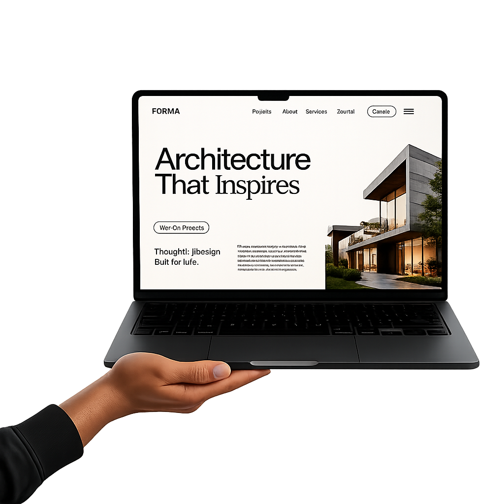 Laptop showcasing a Forma Architects website design